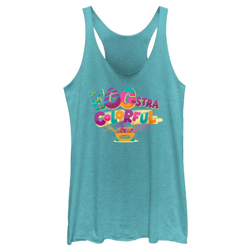 Women's Crayola Easter Egg-Stra Colorful  Racerback Tank Top - Tahiti Blue - X Small, 1 of 5