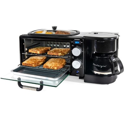 Nostalgia 3-in-1 Retro Breakfast Station - Includes 5 Cup Coffee Maker, Non-Stick Ceramic Griddle, and 4-Slice Toaster Oven