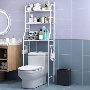 Over The Toilet Storage Shelf, 2-Tier Above Toilet Space Saver Bathroom Organizer With Toilet Paper Holder, 3 Hooks, Adjustable Bottom Bar - 1 of 4