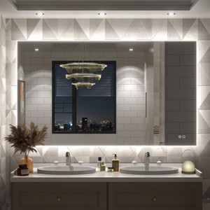 Apmir Super Bright 192 LEDs/m Back LED Lighted Anti-Fog Tempered Glass Bathroom/Vanity Mirror with ETL & 3-Year Warranty - 1 of 4