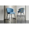 SKRAN Counter Height Bar Stools Set of 2, Jacquard Upholstered Bar Chairs, Metal Footrest and Frame for Kitchen,Dining Room,28" H Seat Height, Blue - 2 of 4