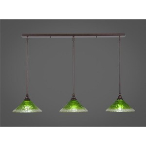 Toltec Lighting Any 3 - Light Chandelier in  Bronze with 10" Kiwi Green Crystal Shade - 1 of 1