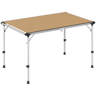 Outsunny Folding Table, Adjustable Height Aluminum Table, Portable Camping Table for Picnic, Beach, BBQ