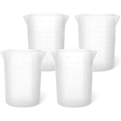JDICTION 4-Pack 450ml Silicone Measuring Cups - Reusable Resin Pouring Cups for Epoxy, Casting Molds, Slime & Crafts, 15oz Squeeze Art Tools