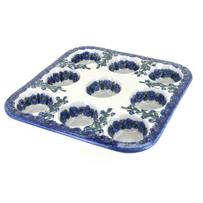 Blue Rose Polish Pottery Pandora Nine Muffin Pan