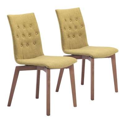 Set of 2 Opalo Dining Chairs Pea Green - ZM Home: Modern Upholstered, Wood Legs, Foam Cushion