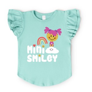 The Juniper Shop Mini Smiley Rainbow Cloud Aria Flutter Sleeve Tee - 1 of 4