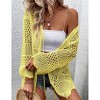 Clearlove Women Knitted Cardigan Lightweight Tie Front Hollow Out Long Sleeves Summer Knit Cover Cardigans - 3 of 4