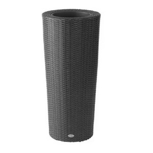 DMC Products Indoor/Outdoor Tall Round Woven Resin Wicker Vista Planter, Black, 40in - 1 of 3