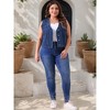Agnes Orinda Women's Plus Size Sleeveless V Neck Button Down Casual Denim Vest - 3 of 4