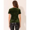 Allegra K Women's Baisc V Neck Velvet Short Sleeve T-Shirt - 3 of 4
