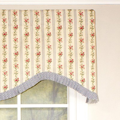 Mountain Floral Beige Cotton Scalloped Window Valance