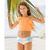RuffleButts Baby Girls One Shoulder Ruffle Tankini - Orange, Size : 6-12 Months - 3 of 4