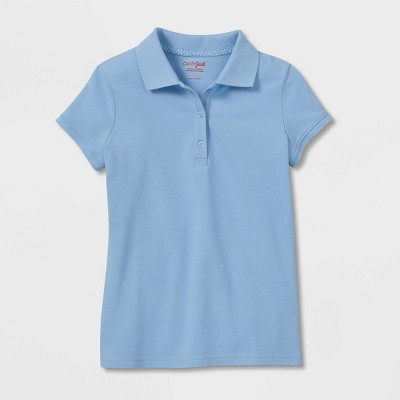 Girls' Short Sleeve Pique Uniform Polo Shirt - Cat & Jack™ Light Blue