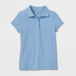 Girls' Short Sleeve Pique Uniform Polo Shirt - Cat & Jack™ Light Blue XL