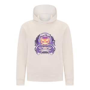 Everyday Kids Halloween Pullover Hoodie – Gamer Pumpkin with Headphones and Controller – Cozy Fall Sweatshirt for Boys, Off-White - 1 of 3