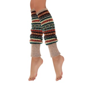 Wrapables Women's Bohemian Winter Warm Long Leg Warmers, Knee High Boot Socks, Taupe - 1 of 4