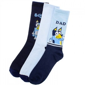 Mens Bluey 3-Pack Mixed Graphics Crew Socks - 1 of 4