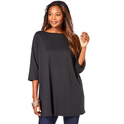 Roaman's Women's Plus Size Boatneck Ultimate Tunic With Side Slits