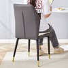 Vynxaria Set of 8 White and Dark Gray PU Dining Chairs with Black Metal Legs - 2 of 4