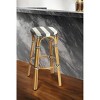 HomeRoots 30" Blue and White and Natural Heavy Duty Rattan Backless Bar Height Bar Chair - 2 of 4