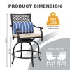 5-Piece Outdoor Patio Swivel Bar Set with 4 Beige Cushioned Swivel Chairs & 1 Table, for Deck, Backyard, and Outdoor Entertaining - 2 of 4