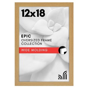 Americanflat 12x18 Poster Frame in Oak with Polished Plexiglass - Horizontal and Vertical Formats with Included Hanging Hardware - 1 of 4