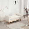 TiramisuBest 53.5" Upholstered Bench with Wood Legs & Bolster Pillows – Elegant Ottoman for End of Bed, Bedroom, Living Room, Entryway (Black) - 3 of 4