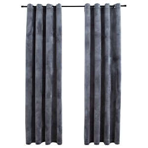vidaXL Blackout Curtains with Rings 2 pcs Anthracite 54"x84" Velvet - 1 of 1