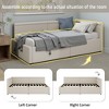 Modern Twin Size L-Shaped Daybed, Linen Upholstered Corner Bed with Two Storage Drawers, Left or Right Corner Option, Beige/Gray - ModernLuxe - 4 of 4