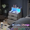 LED Nightstand with Charging Station & 3 Drawers, Bed Side Table Wood End Table - 4 of 4