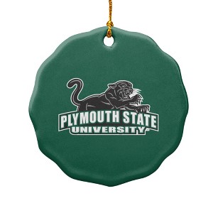 Plymouth State University Primary Logo Porcelain Scalloped Holiday Christmas Tree Ornament  2.8" (7.1 cm) - 1 of 4