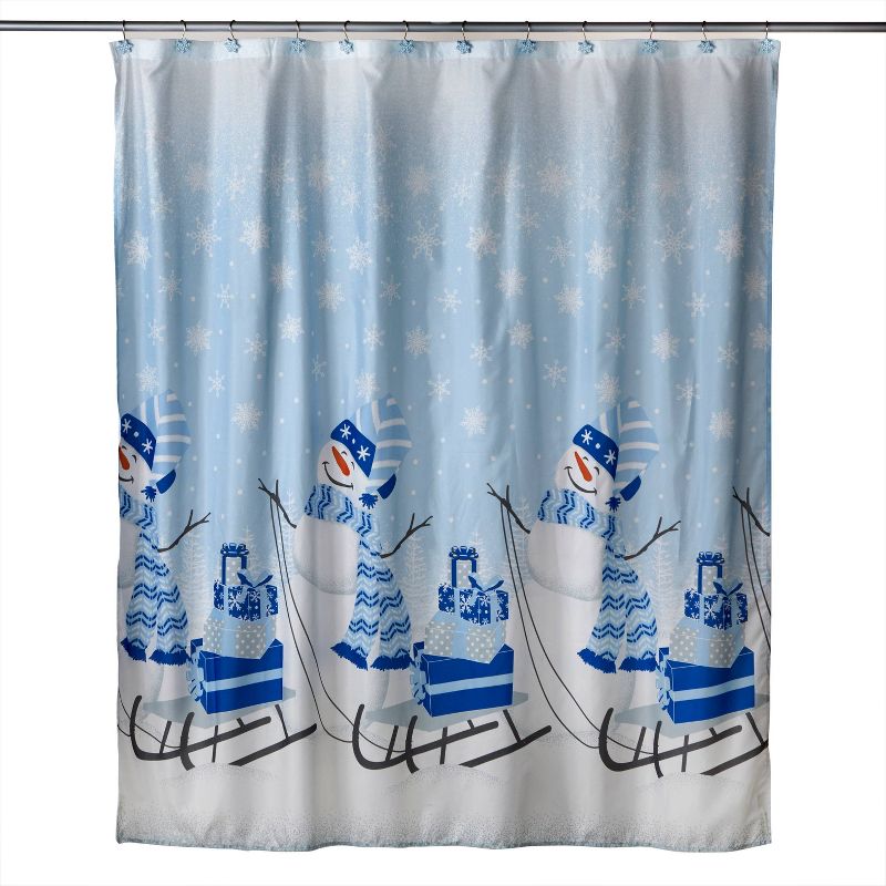 13pc Snowman Sled Shower Curtain and Hook Set - SKL Home, 1 of 10