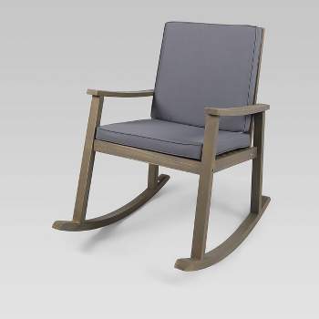 Candel Acacia Wood Patio Rocking Chair Gray/Dark Gray - Christopher Knight Home