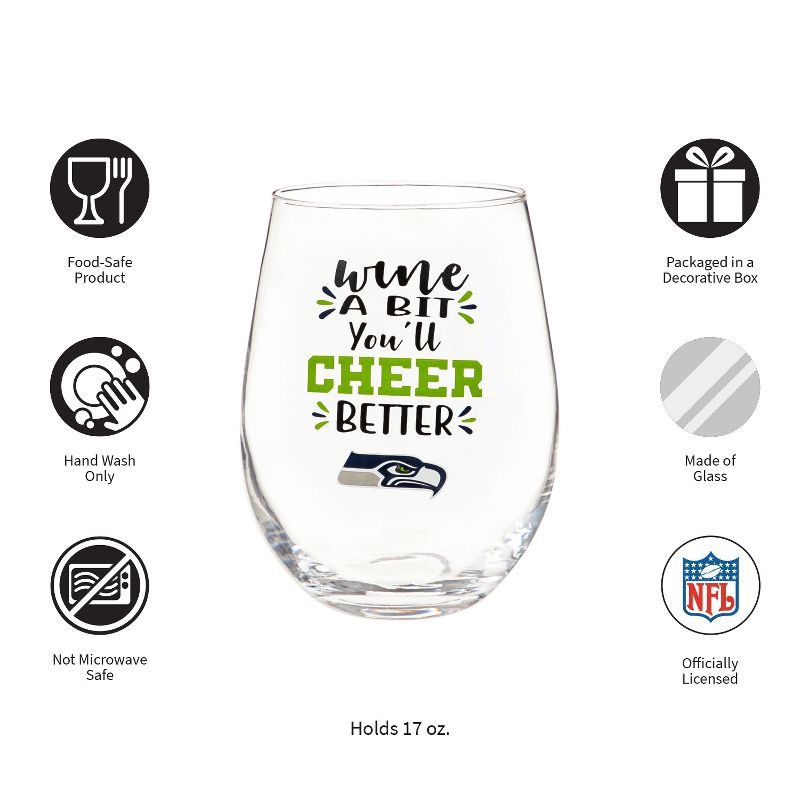 Evergreen Seattle Seahawks, 17oz Boxed Stemless Wine, 3 of 6