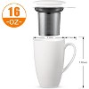 16 Oz Porcelain Tea Cup with Infuser and Lid, Loose Leaf Tea Mug, Microwave Dishwasher Safe Steeping Tea Cup - 2 of 3