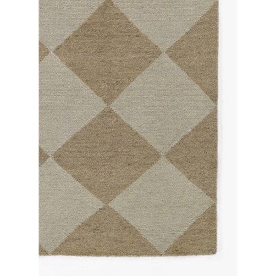 Beige Geometric Hand-Knotted Wool Rug, 6'3" x 9'