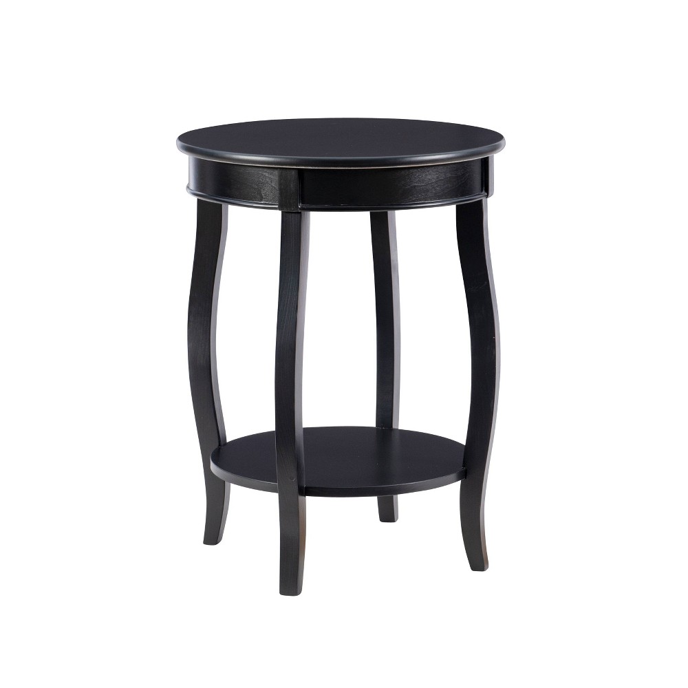 Photos - Coffee Table 18" Lindsay Traditional Round Wood Side Accent Table with Shelf Black - Po