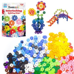 PICASSO-TILES 108 PC Rainbow Interlocking Plastic Disc, Building Chip Blocks Toy Set for Toddlers, Boys & Girls 3+ - 1 of 4