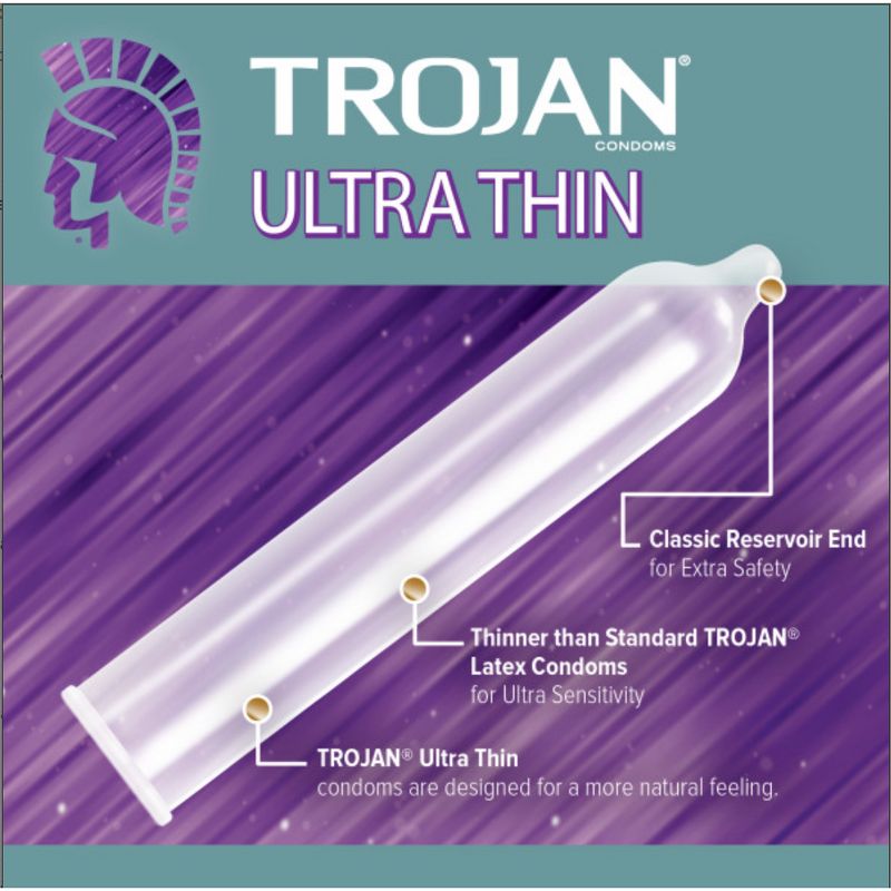 Trojan Ultra Thin Condoms For Ultra Sensitivity Lubricated Latex Condoms, 3 of 10