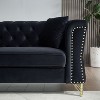 NicBex Velvet Sofa,2-Seater/3-Seater Tufted Couch with Metal Foot and Nailhead for Living Room,Bedroom,Apartment,Black - 3 of 4