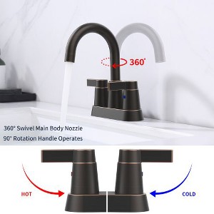 Brown 2-Handle Centerset Bathroom Sink Faucet with 360 Degree High Arc Swivel Spout, 4-Inch Vanity Mount,and 3-Hole Lavatory Installations - 1 of 4