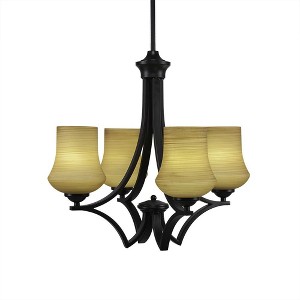 Toltec Lighting Zilo 4 - Light Chandelier in  Matte Black with 5.5" Zilo Cayenne Linen  Shade - 1 of 1