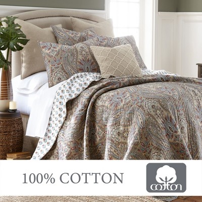 Kasey King Blue Cotton Reversible Quilt Set