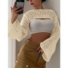 Womens Cropped Sweater Crochet Knit Crop Tops See Through Y2k Knit Sweater Beach Cover Ups - 2 of 4