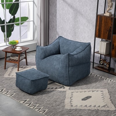 NicBex Boucle Fabric Bean Bag Chair for Adults and Kids,Lazy Sofa Chair with Armrests and Footstool,Modern Lounge Chair for Living Room