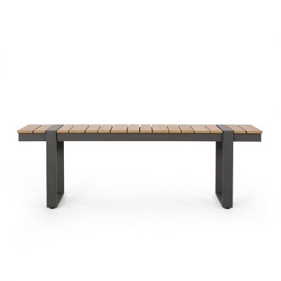 Cibola Outdoor Aluminum Dining Bench - Natural/Gray - Christopher Knight Home