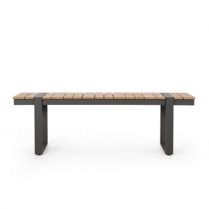 Cibola Outdoor Aluminum Dining Bench - Natural/Gray - Christopher Knight Home - 1 of 4
