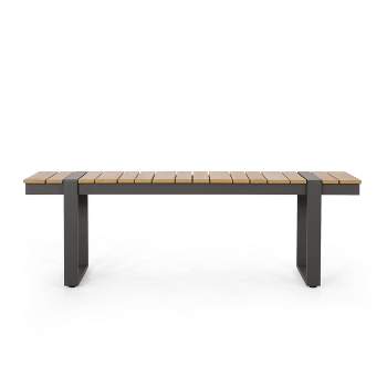 Cibola Outdoor Aluminum Dining Bench - Natural/Gray - Christopher Knight Home