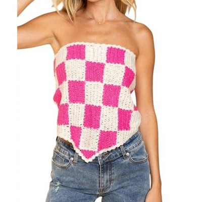 Women's Checkered Sweater Top - POL